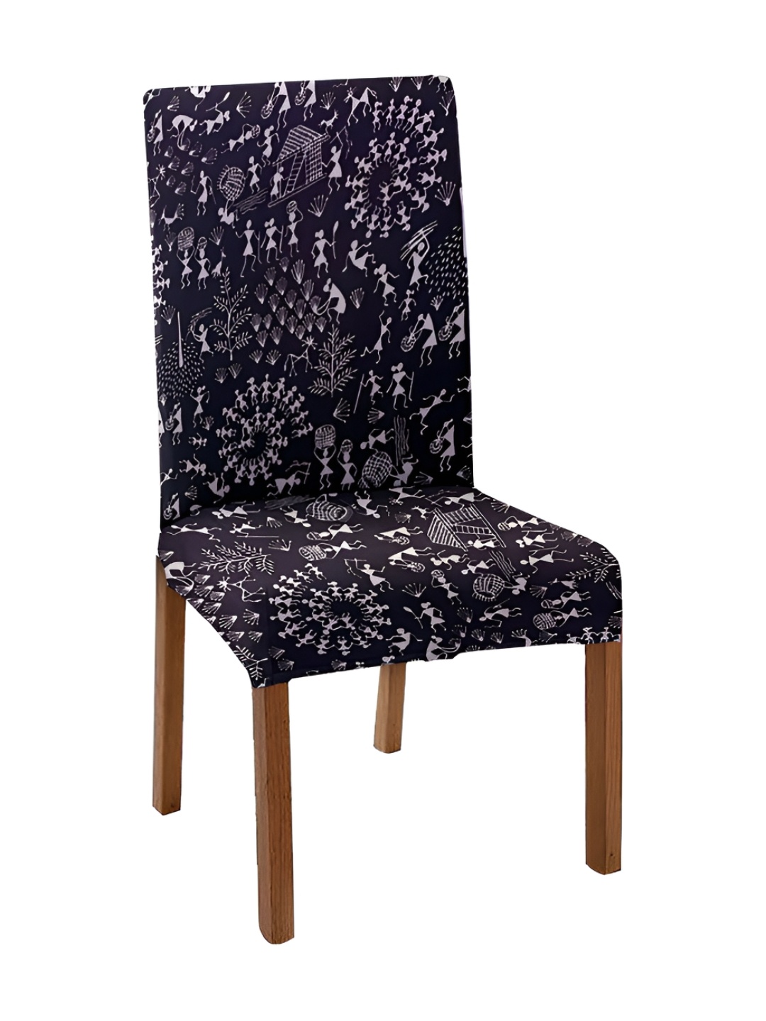 

Lazi 1 Piece Black & White Printed Stretchable Dining Chair Cover