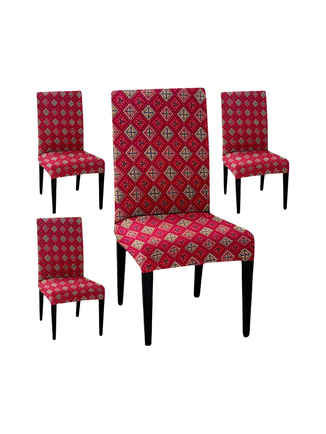 

Lazi 4 Pieces Pink & Beige Printed Stretchable Dining Chair Covers