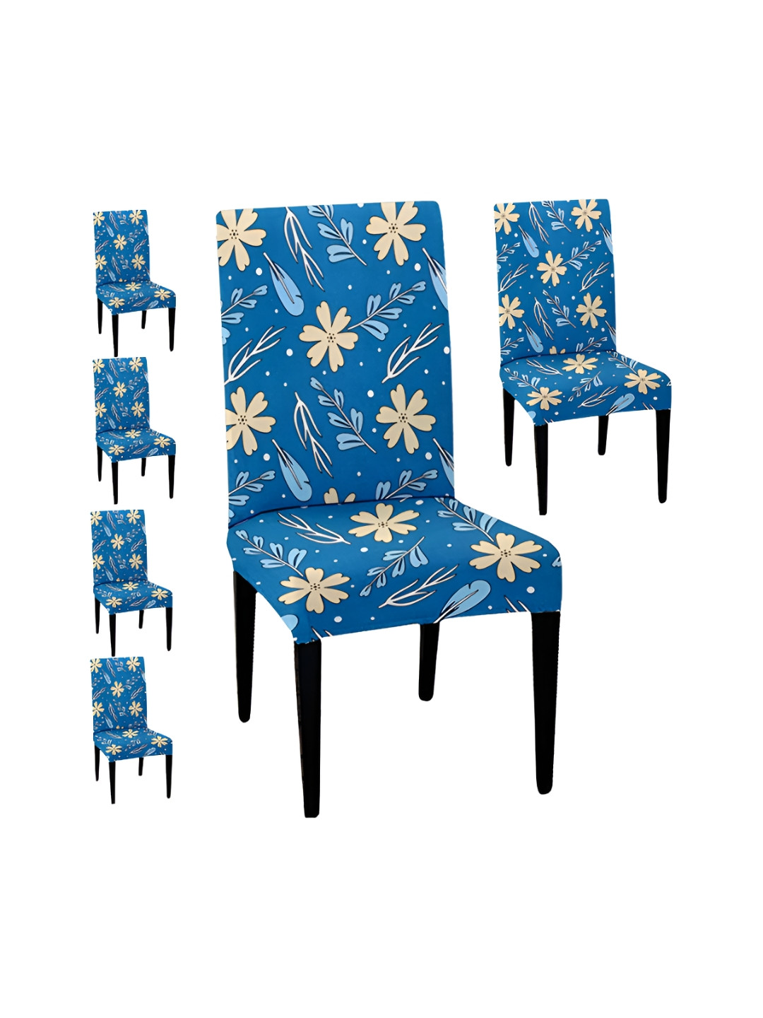 

Lazi 6 Pieces Blue & Yellow Printed Stretchable Dining Chair Covers