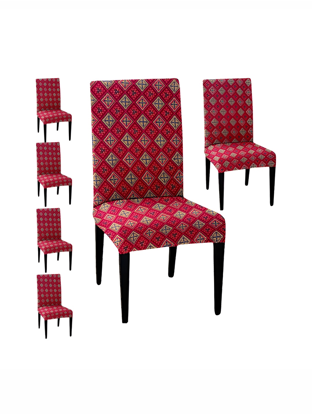 

Lazi 6 Pieces Pink & Beige Printed Stretchable Dining Chair Covers