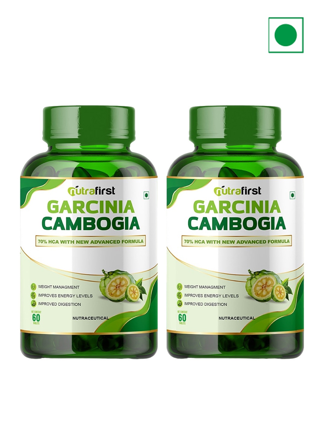 

NUTRAFIRST Set Of 2 Garcinia Cambogia Tablets With Green Tea - 60 Tablets Each
