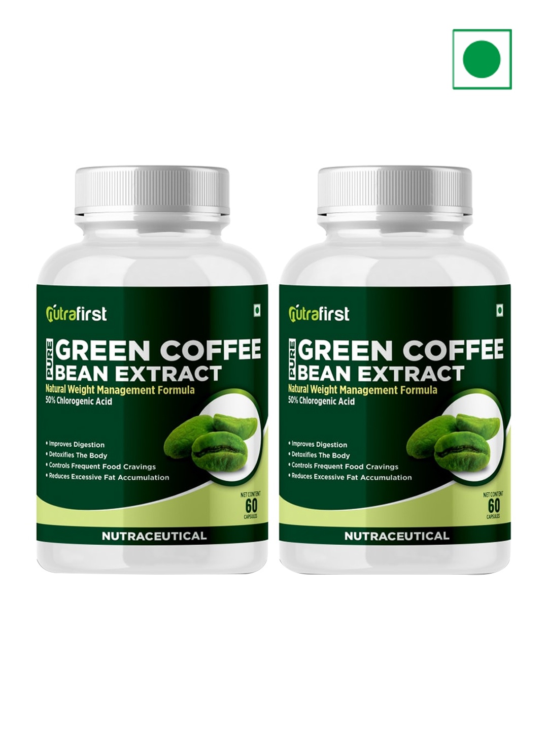 

NUTRAFIRST Set Of 2 Green Coffee Bean Extract Capsules - 60 Capsules Each