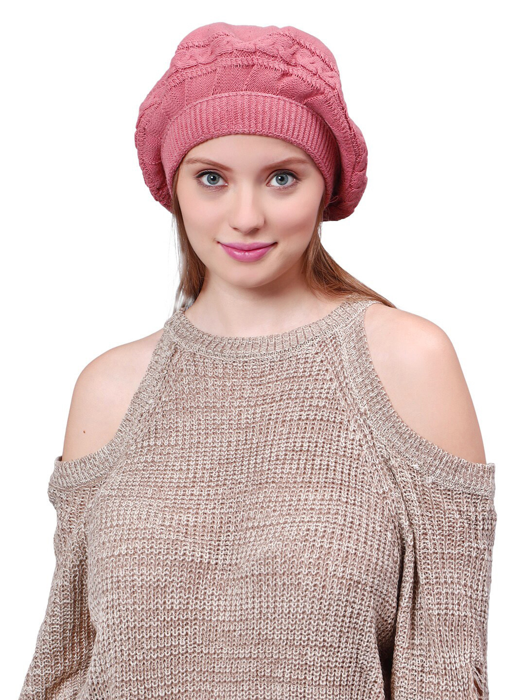 

Bharatasya Self Design Beanie, Pink