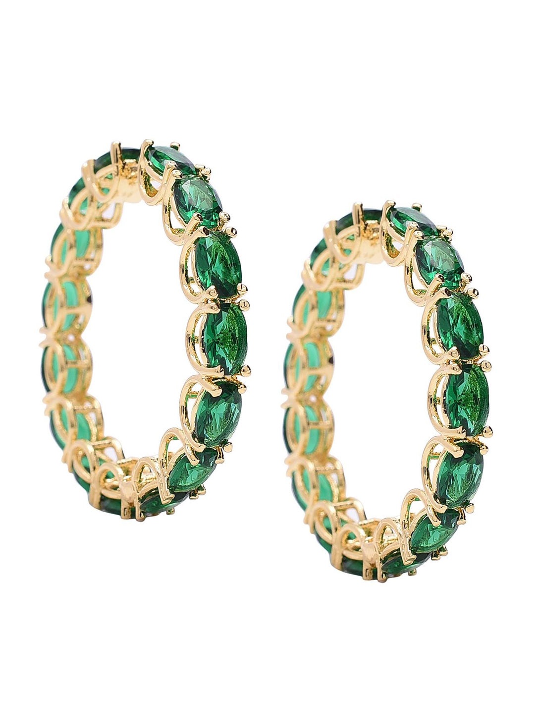 

RATNAVALI JEWELS Gold-Plated American Diamond Stone Studded Classic Hoop Earrings