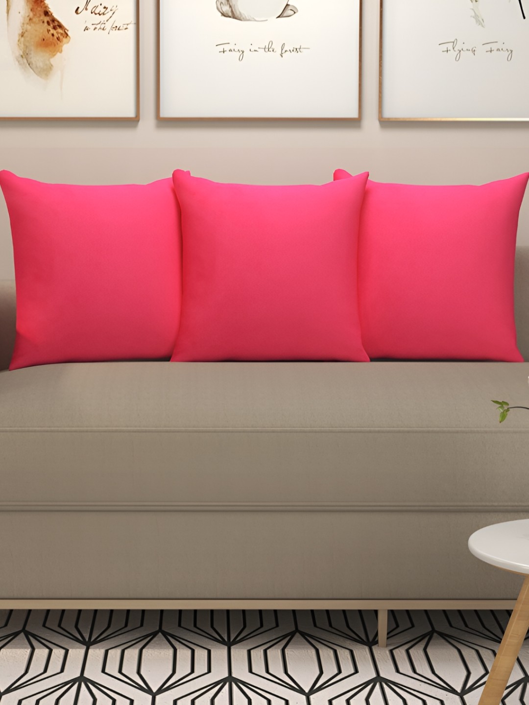 

stuffique Pink 3 Pieces Velvet Square Cushion Covers