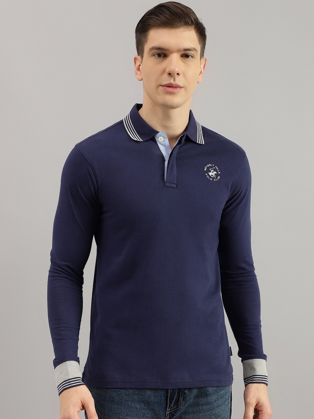 

Beverly Hills Polo Club Long Sleeves Pure Cotton T-shirt, Navy blue