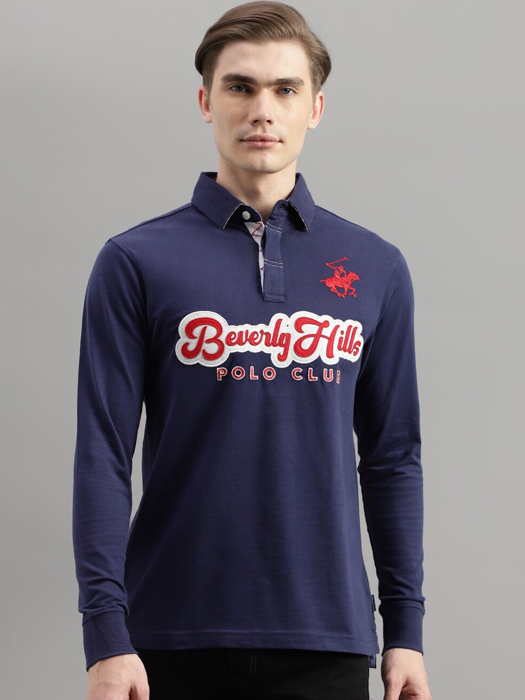 

Beverly Hills Polo Club Typography Printed Pure Cotton T-shirt, Navy blue