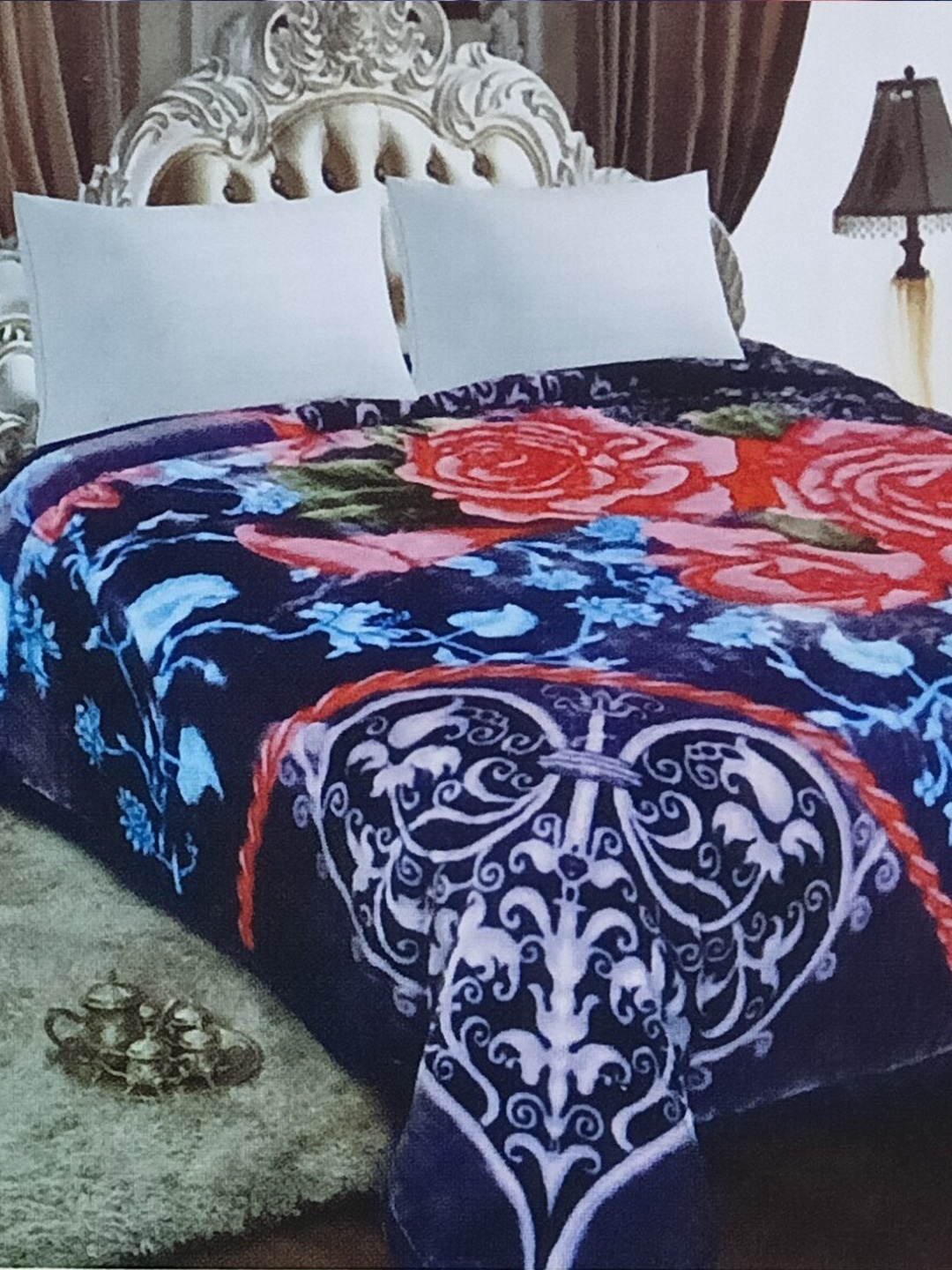 

Signature Blue Floral Microfiber Heavy Winter Double Bed Blanket