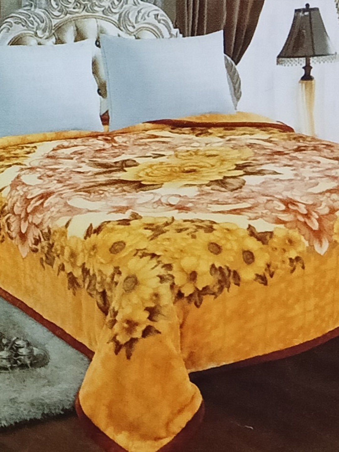 

Signature Yellow Floral Microfiber Heavy Winter Double Bed Blanket