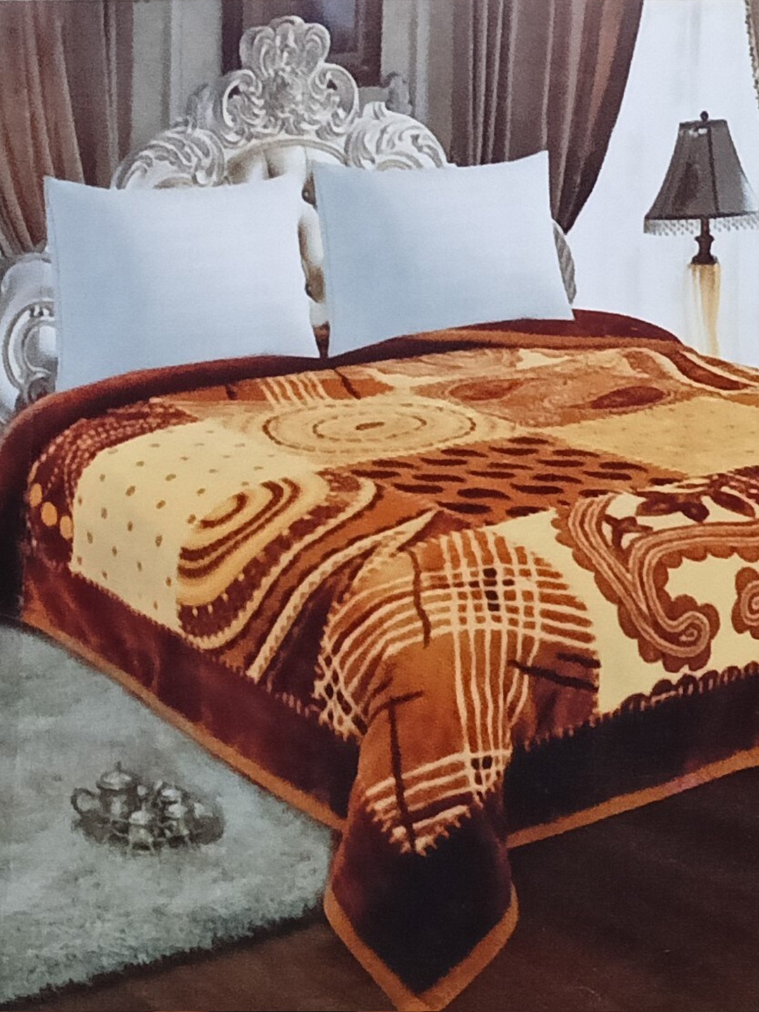 

Signature Brown Floral Microfiber Heavy Winter Double Bed Blanket