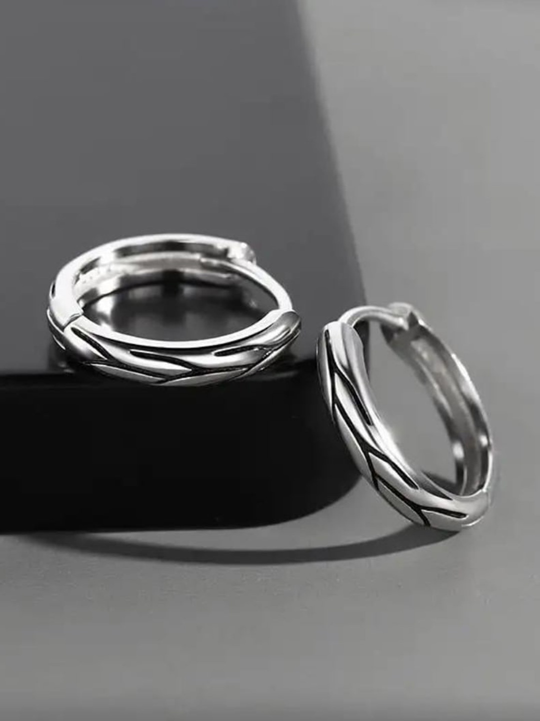 

WROGN Men Stainless Steel Circular Hoop Earrings, Silver
