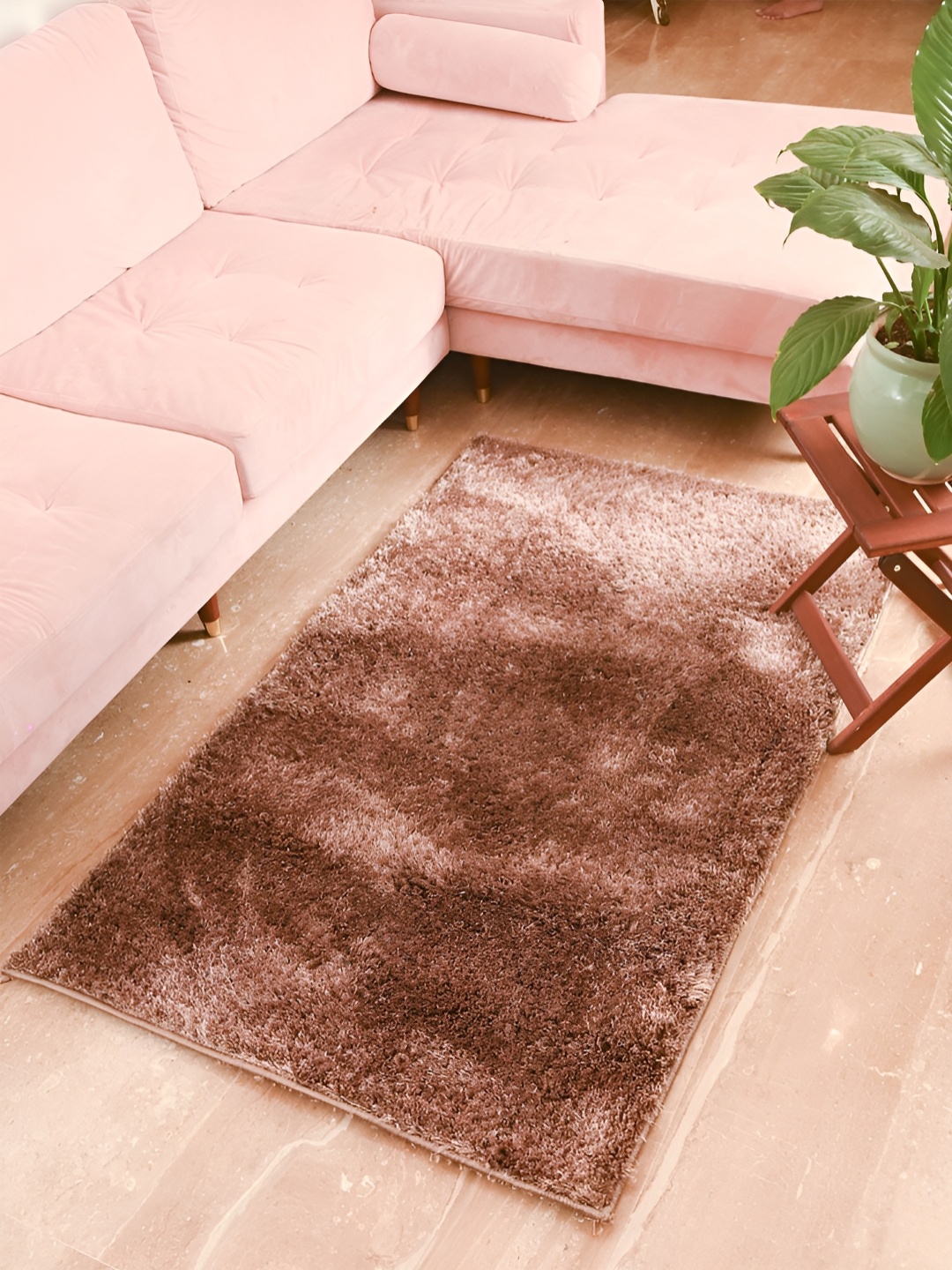 

FABURAA Beige Solid Anti Skid Cotton Carpet