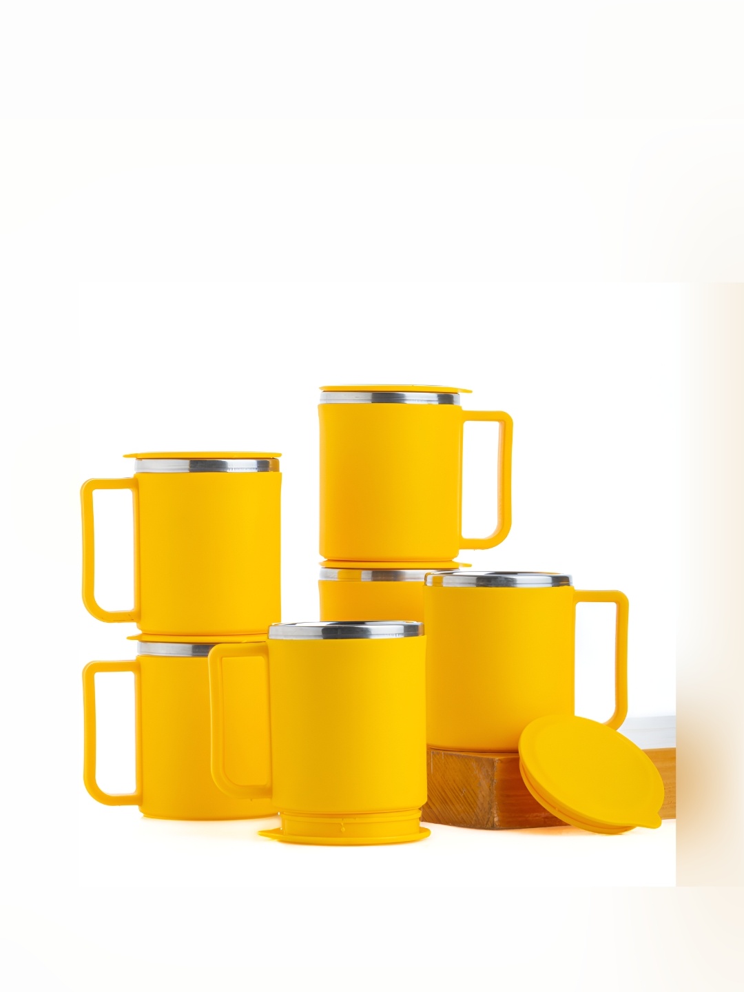 

Speack Yellow 6 Pieces Stainless Steel Matte Cups 200ml