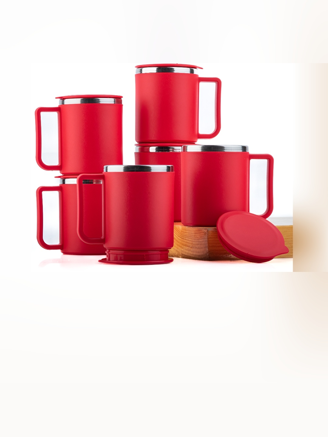 

Speack Red 6 Pieces Stainless Steel Matte Cups 200ml