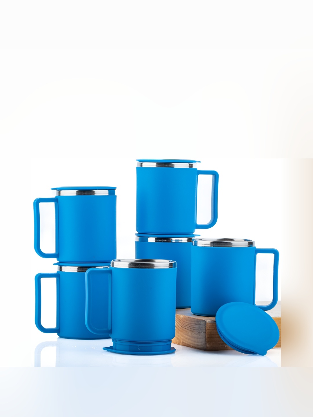 

Speack Blue 6 Pieces Stainless Steel Matte Cups 200ml