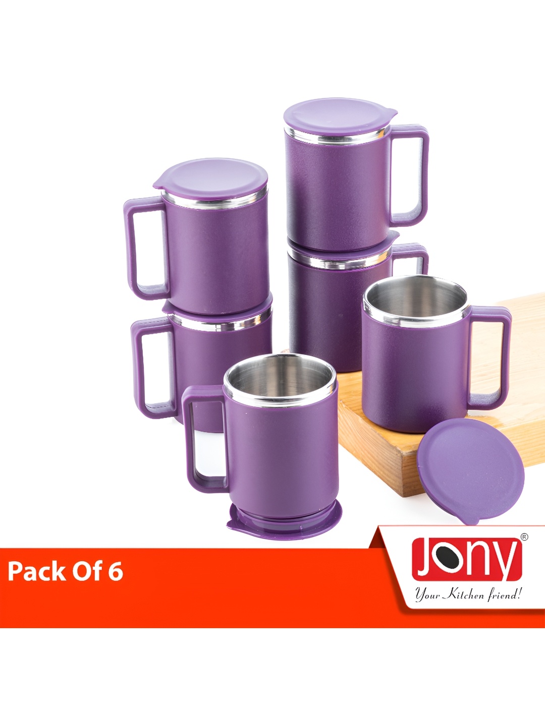 

Speack Purple 6 Pieces Stainless Steel Matte Cups 200ml