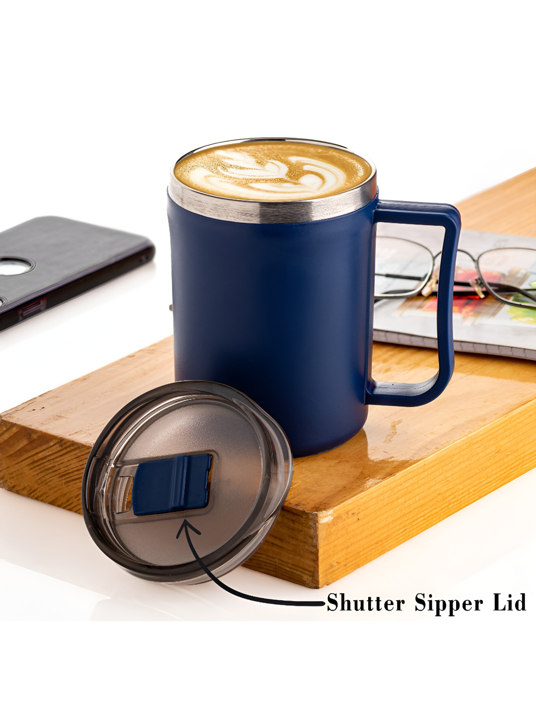 

Speack Navy Blue Stainless Steel Matte Mugs 400ml