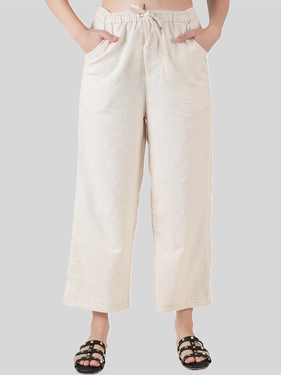 

Style Shoes Women Mid-Rise Linen Cropped Parallel Trouser, Cream