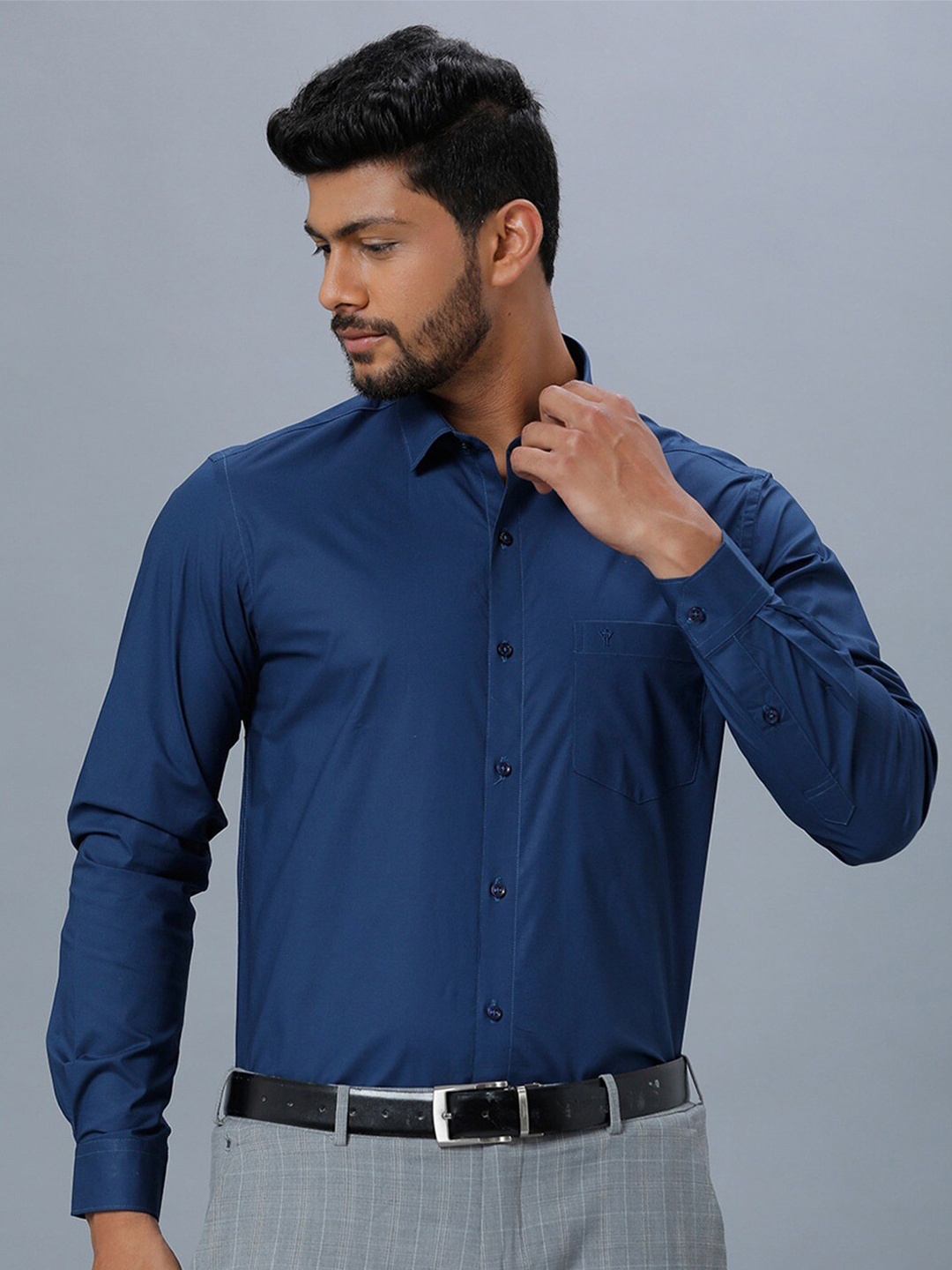 

Ramraj Standard Long Sleeves Cotton Formal Shirt, Navy blue