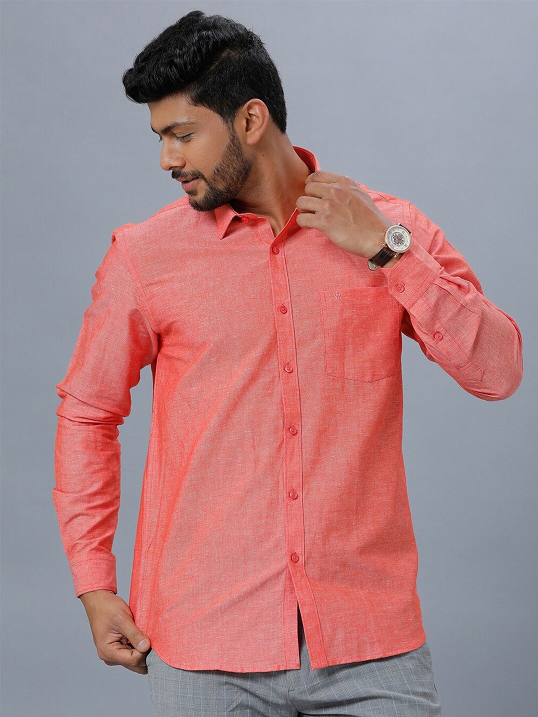

Ramraj Standard Long Sleeves Cotton Casual Shirt, Orange
