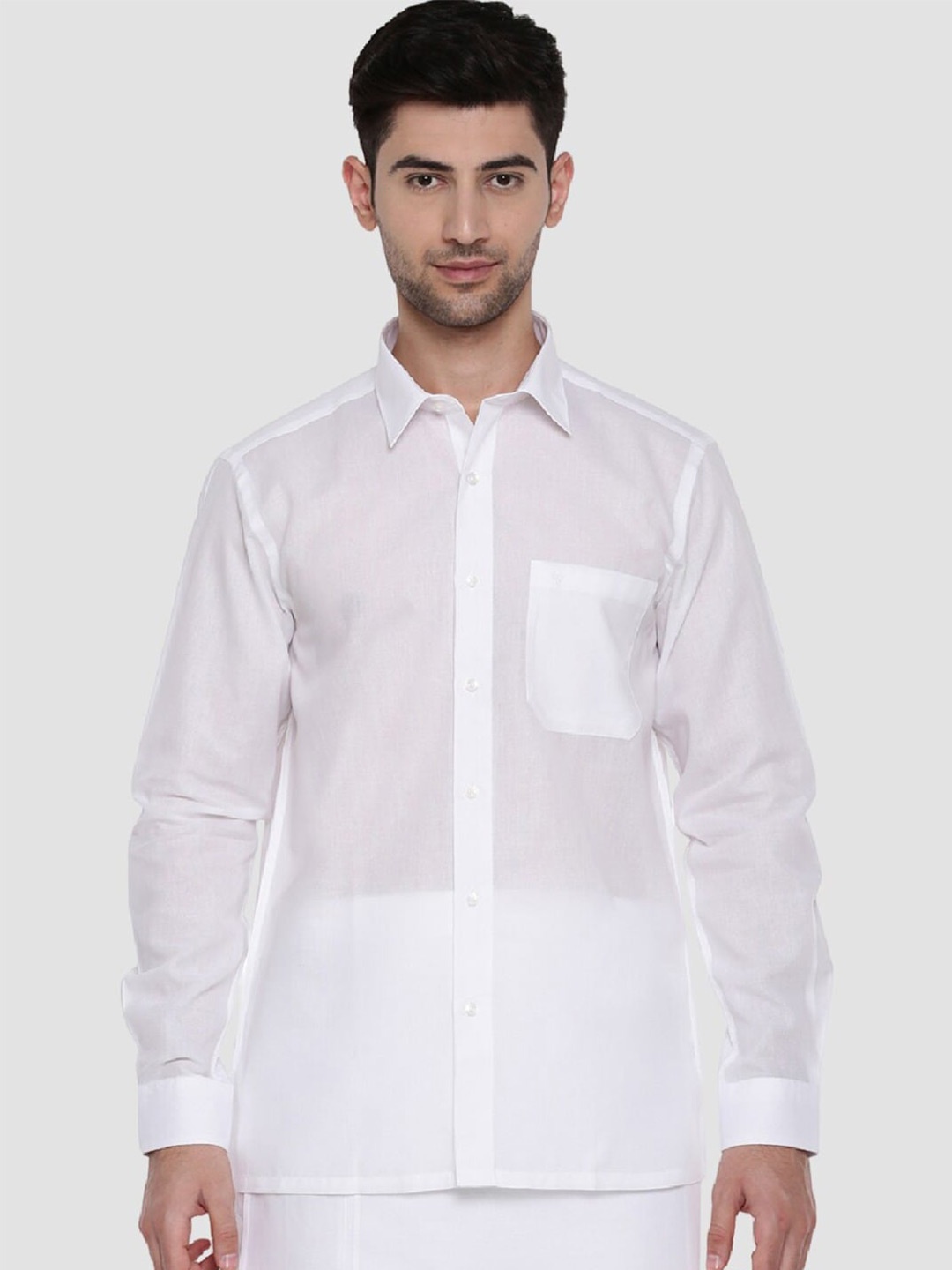 

Ramraj Standard Long Sleeves Cotton Ethnic Shirt, White