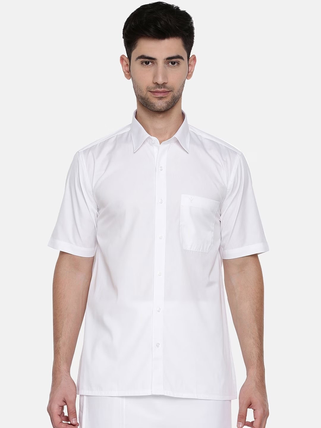 

Ramraj Standard Short Sleeves Cotton Ethnic Shirt, White