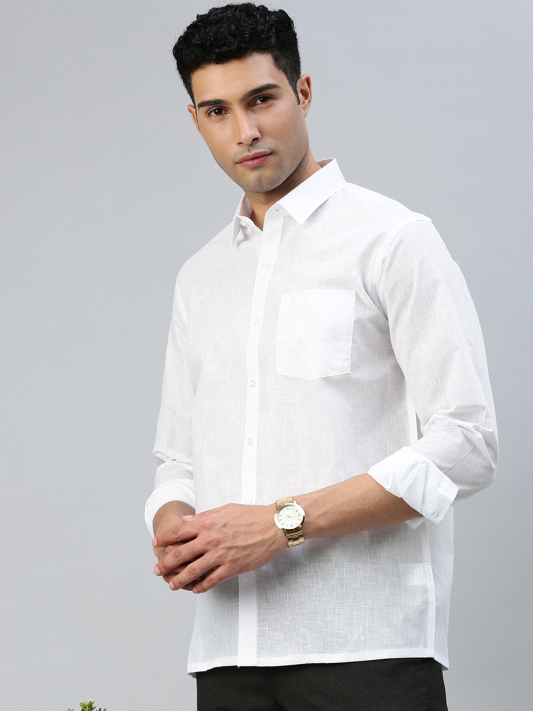 

Ramraj Standard Long Sleeves Cotton Ethnic Shirt, White