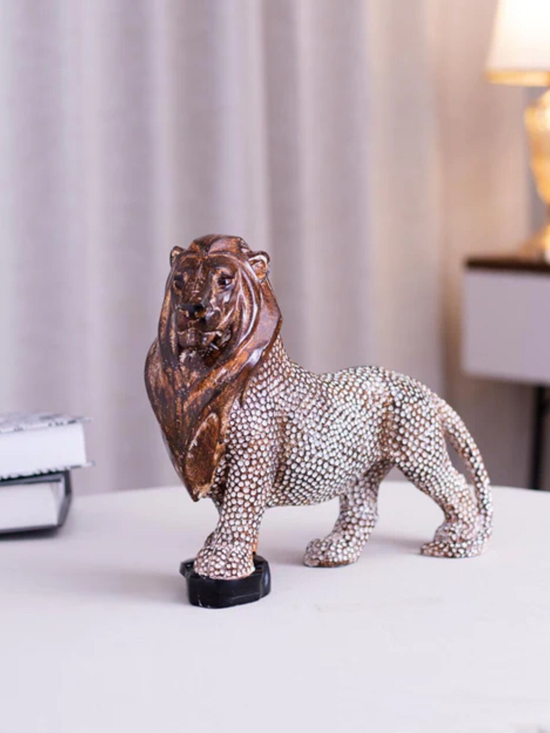 

THEDECORKART Brown Ceramic Lion Showpieces