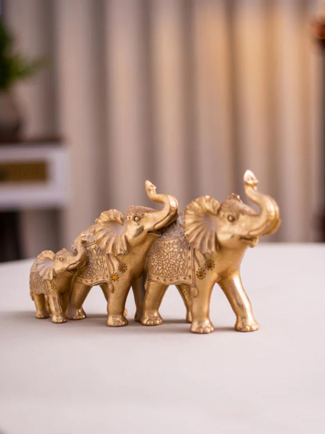 

THEDECORKART Brown Ceramic Elephant Figurine Showpiece