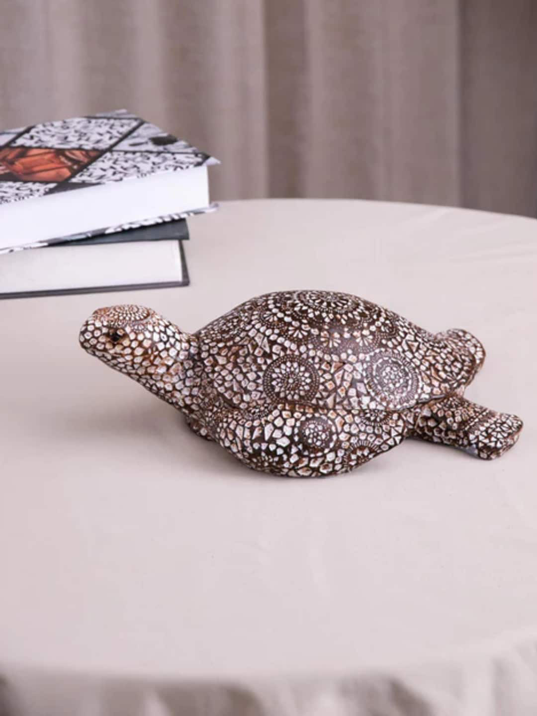 

THEDECORKART Brown & White Tortoise Medium Figurine Showpiece