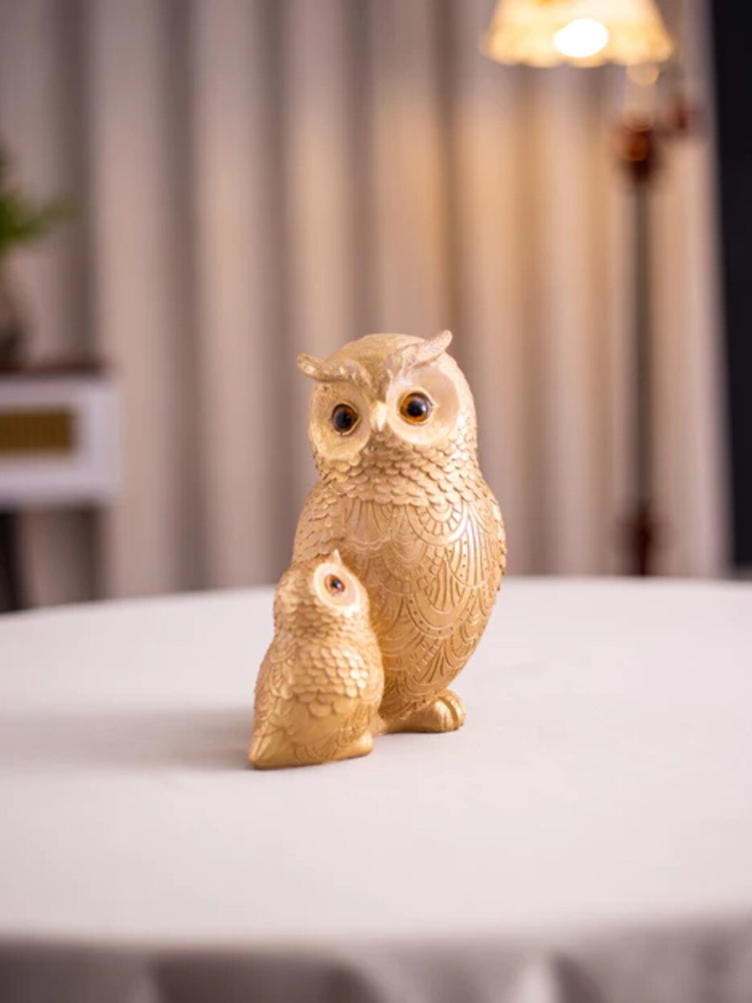 

THEDECORKART Gold toned Birds and Animals Ceramic Figurine Showpiece