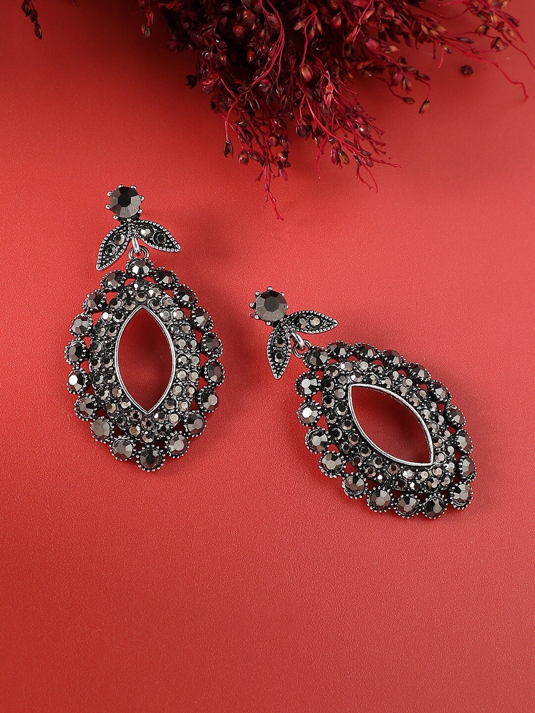 

SOHI Silver-Plated Contemporary Drop Earrings