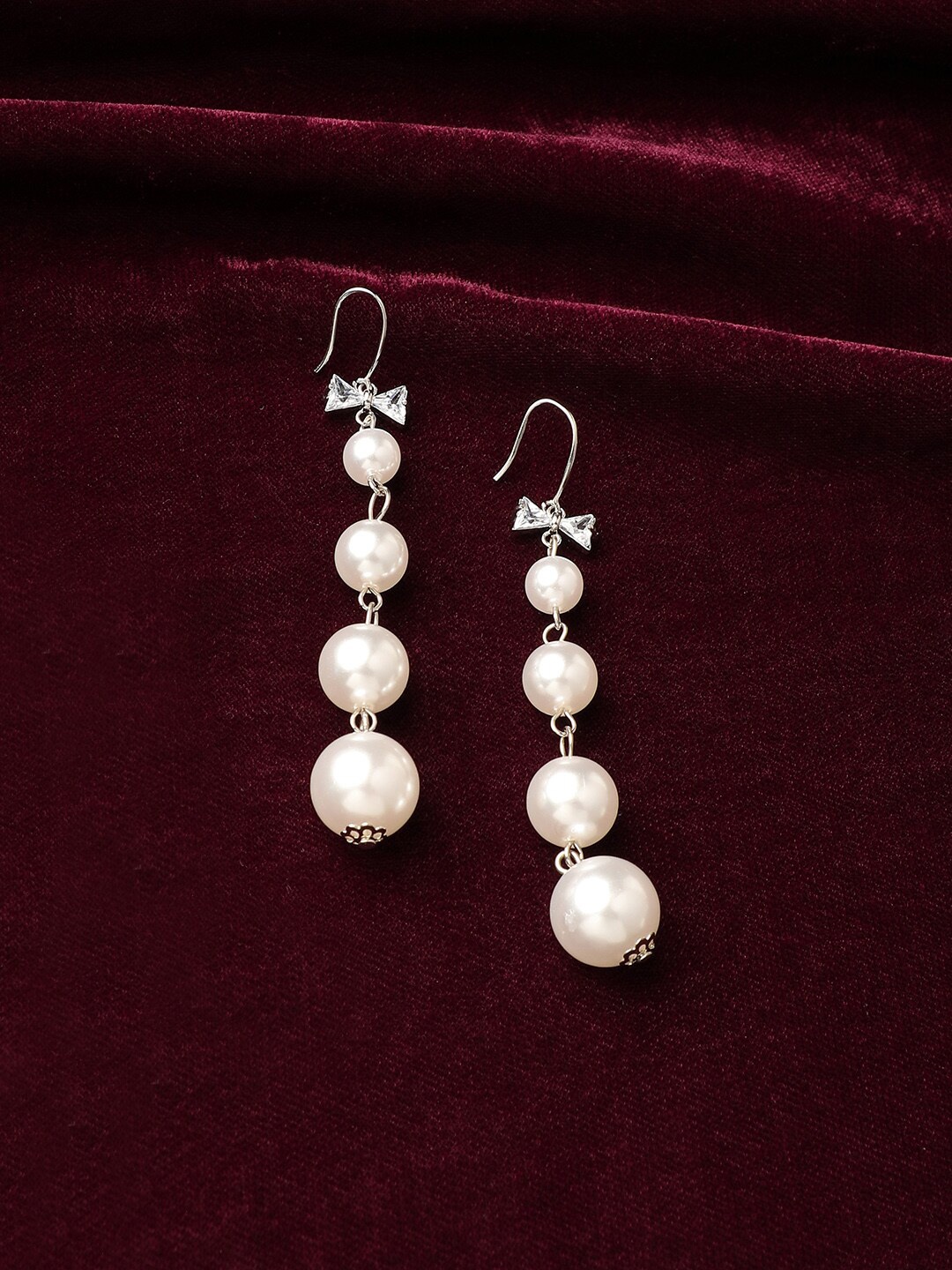 

SOHI Silver Plated Pearls Drop Earrings