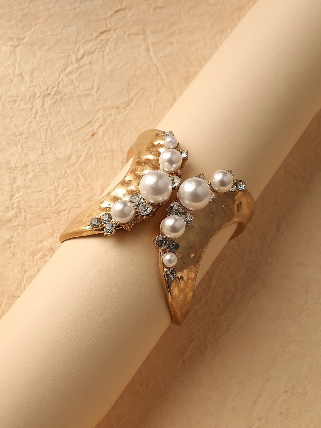 

SOHI Gold-Plated Artificial Stones Studded Kada Bracelet