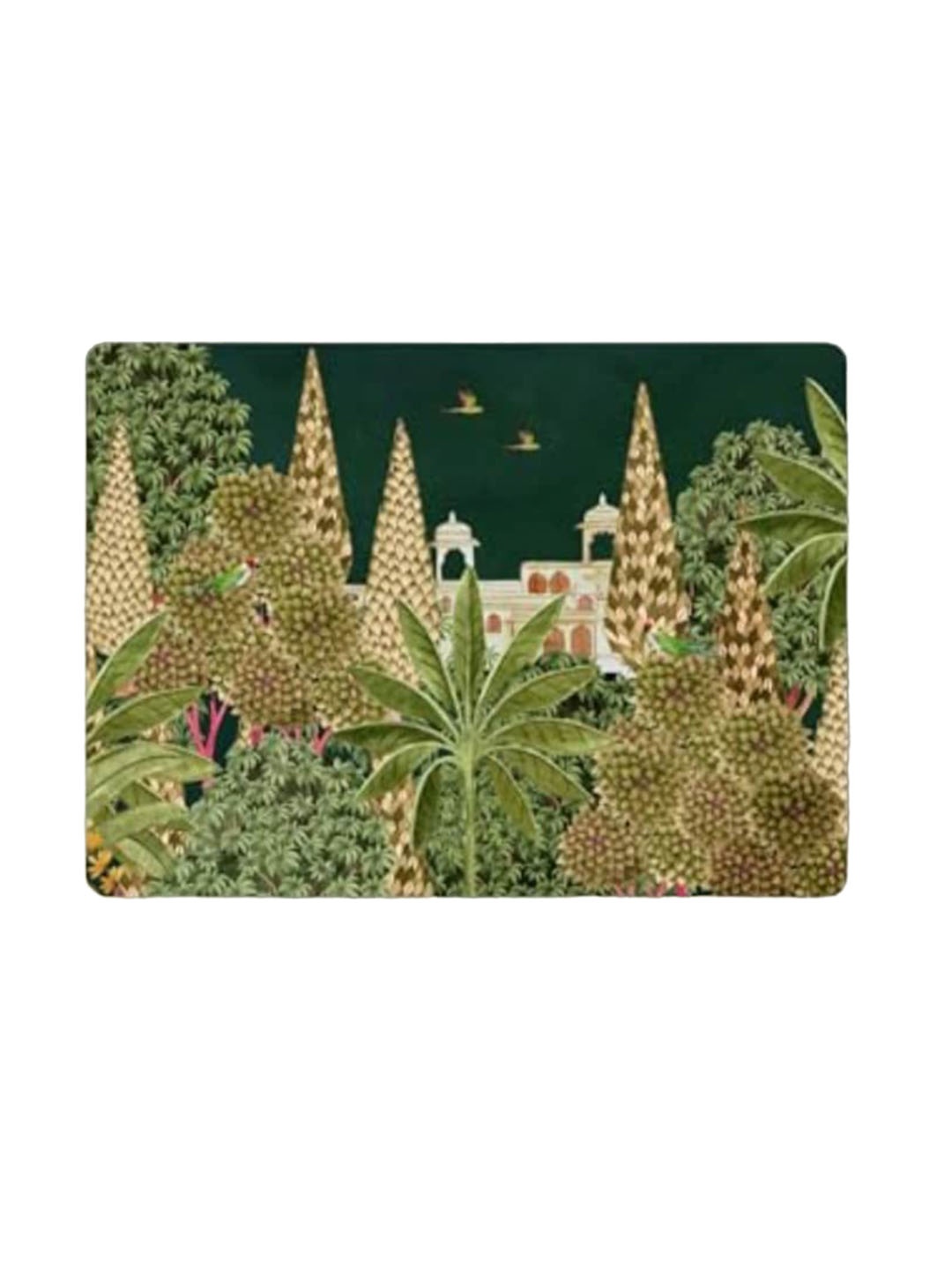 

SPACE OF JOY 6 Pieces Green & Beige Printed Anti-Slip Table Placemats
