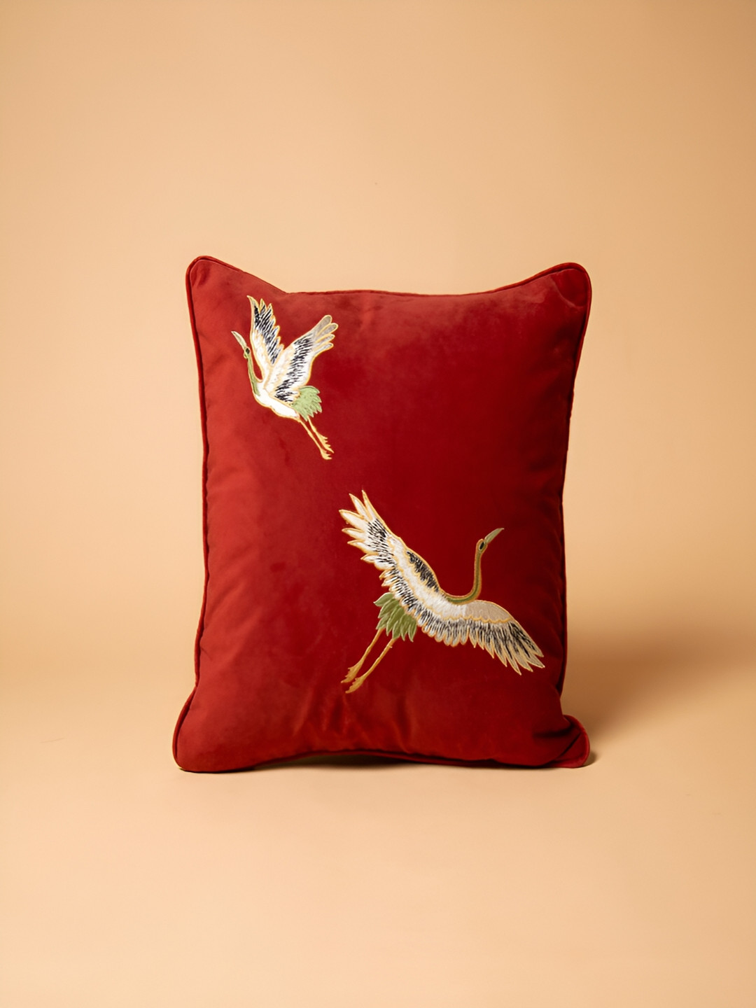 

Chann Studio Classic Red Embroidered Velvet Square Cushion Covers
