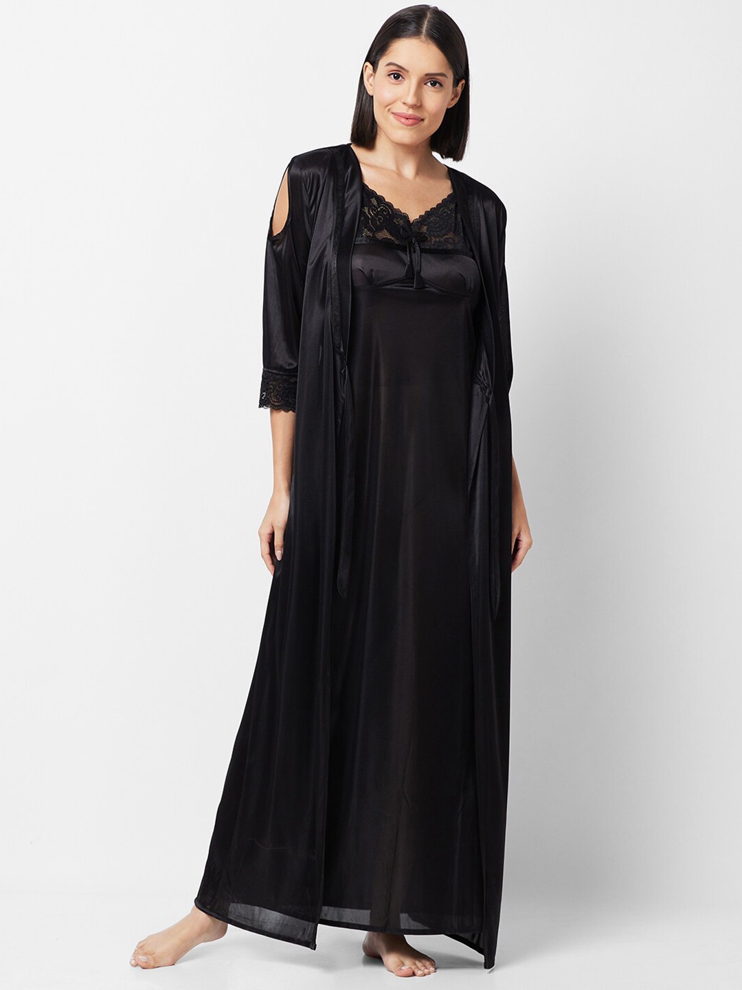 

NOIRA Sleeveless Maxi Nightdress, Black