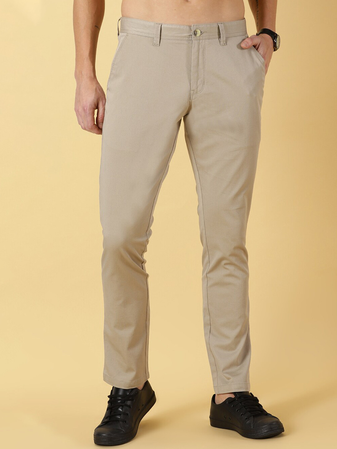 

Thomas Scott Men Smart Easy Wash Mid-Rise Chinos, Grey