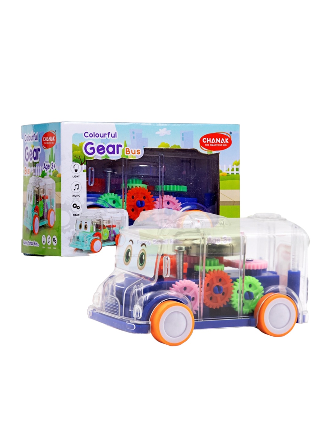 

Aditi Toys Kids Transparent Gear Bus Tinkling Sound & Light, Blue