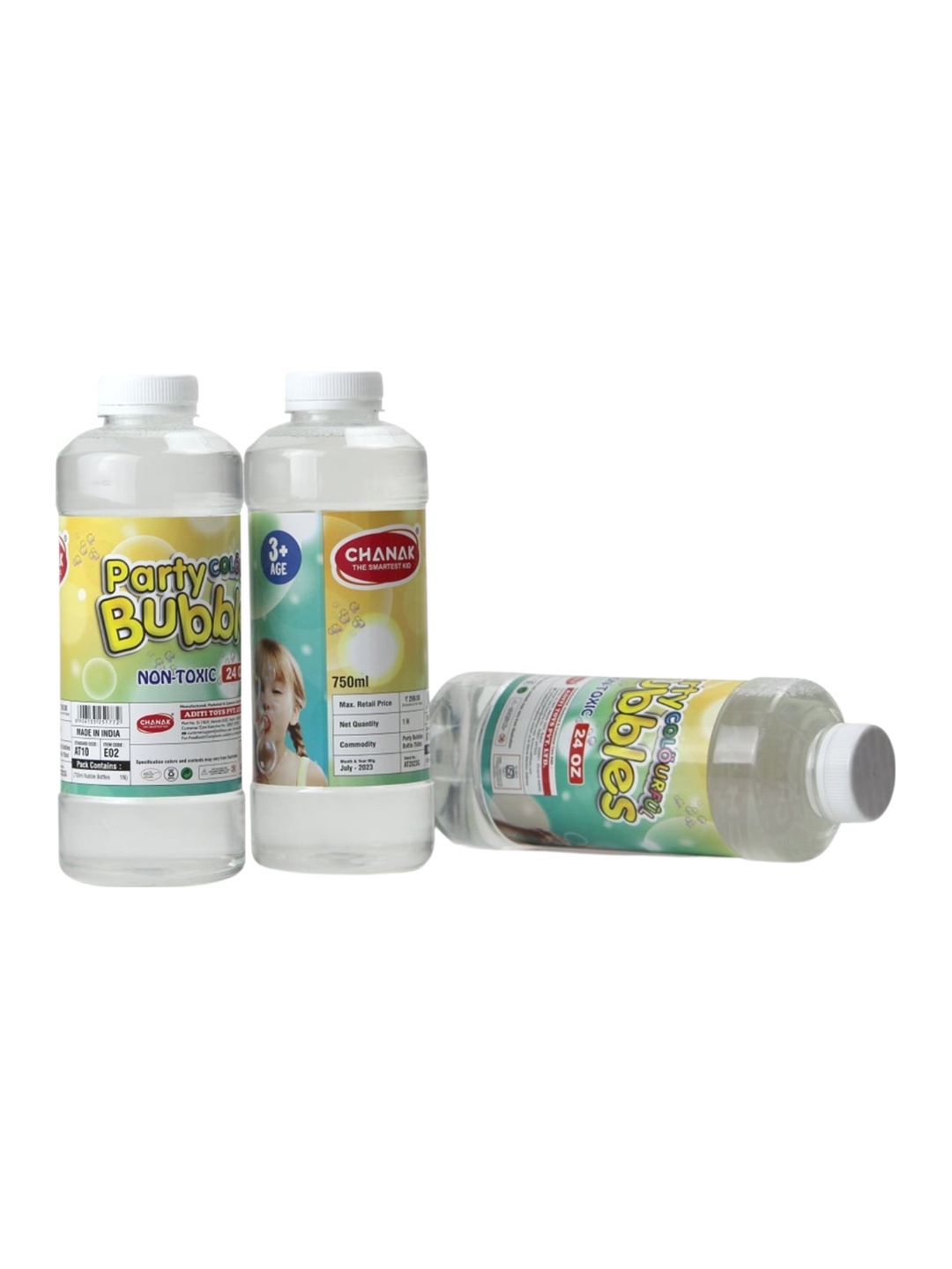 

Aditi Toys Kids 3-Pcs Bubble Liquid Solution Bottle, Transparent