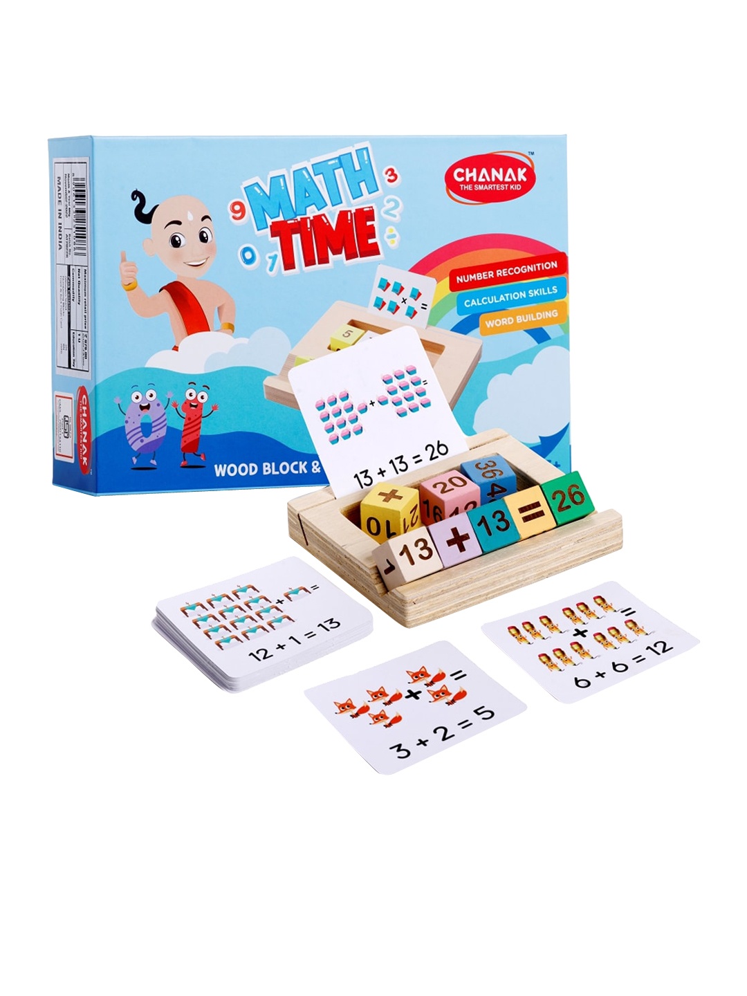 

Aditi Toys Kids Wooden Math Flash Cards & Blocks, Blue