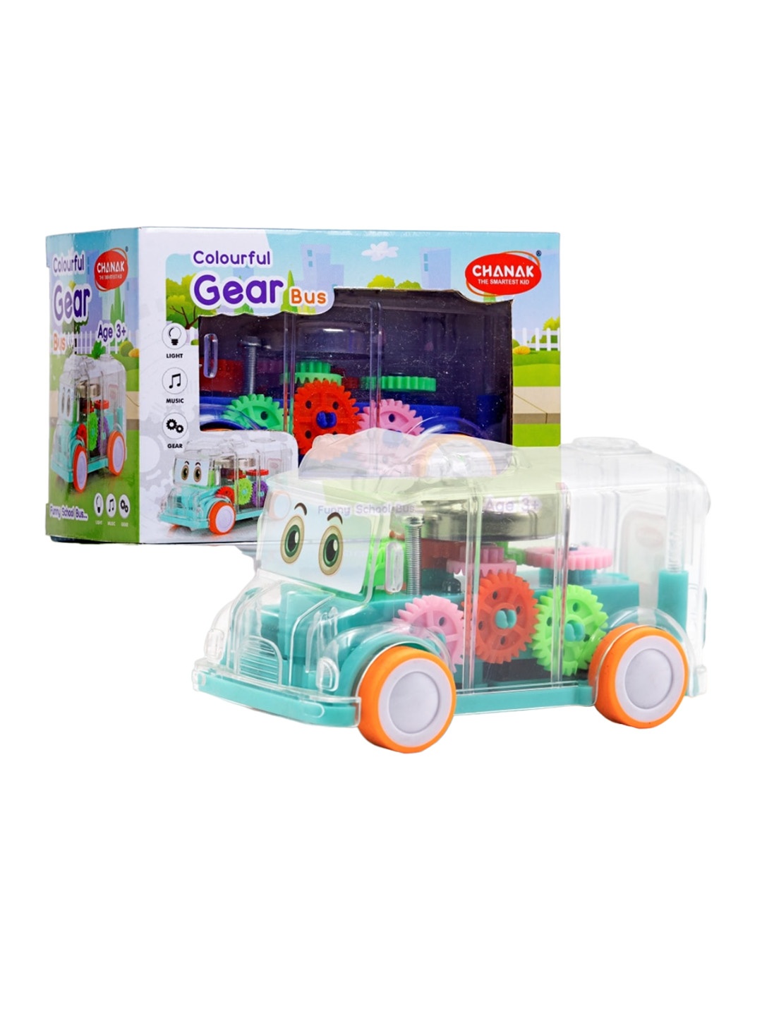 

Aditi Toys Kids Transparent Gear Bus Vehicles, Turquoise blue