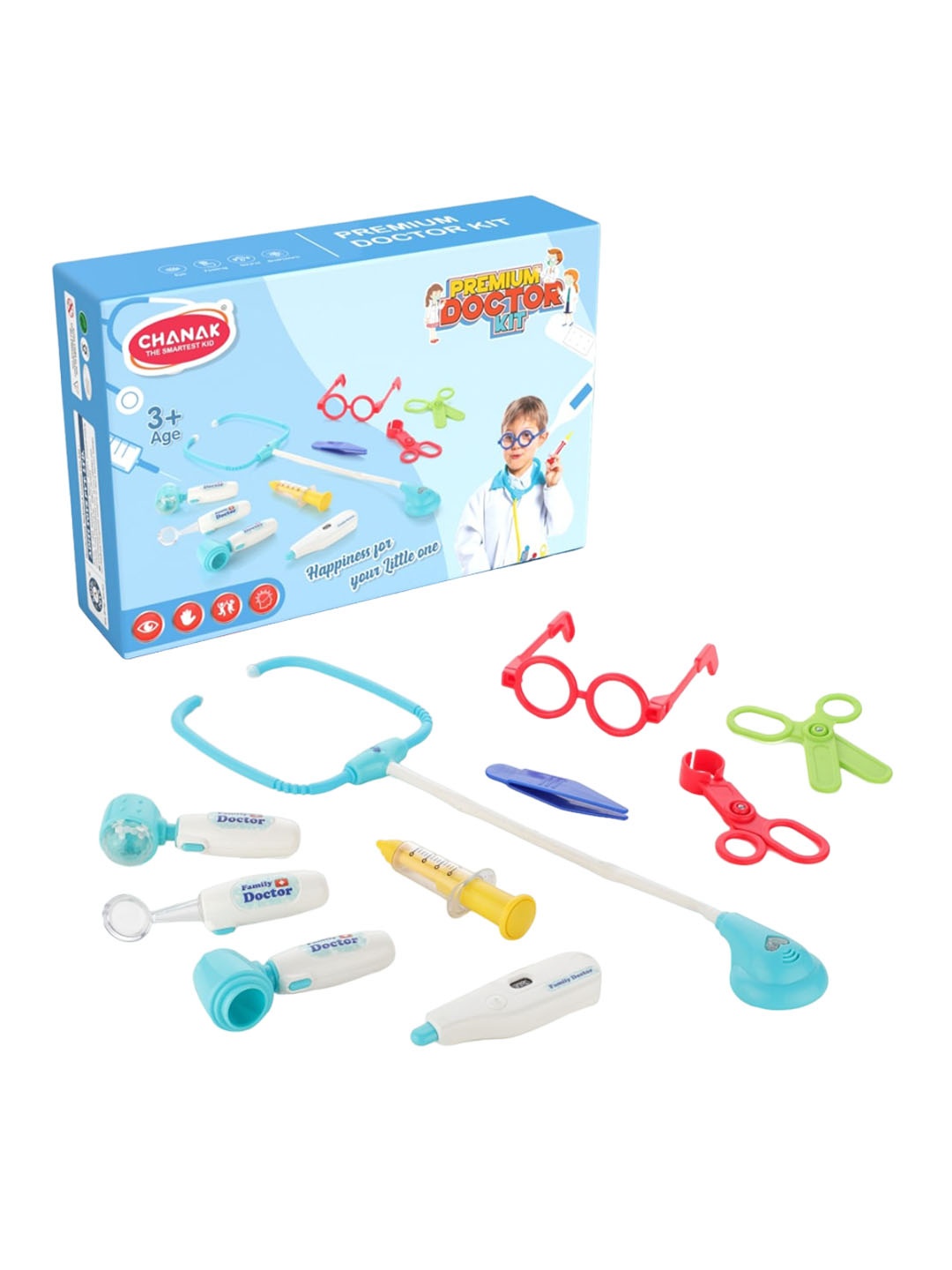 

Aditi Toys Kids Premium Doctor Set LED Light Instruments, Blue