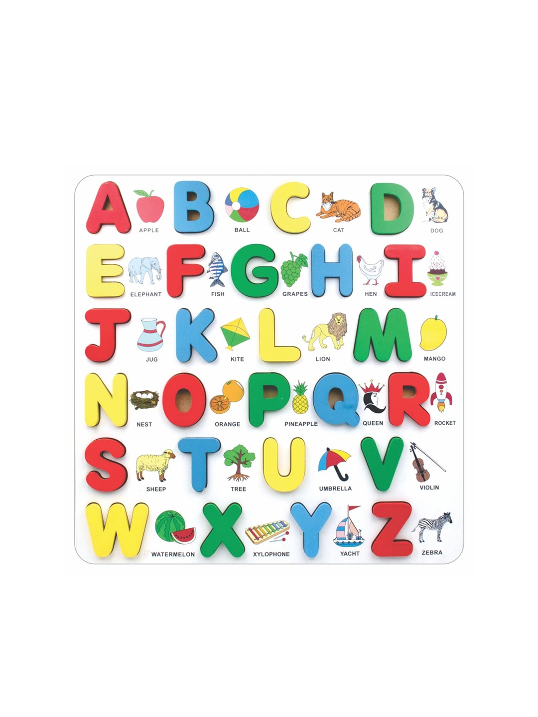 

Aditi Toys Kids Wooden Alphabet Board, 3D Wooden Letter Blocks, Wooden Capital Alphabet, White