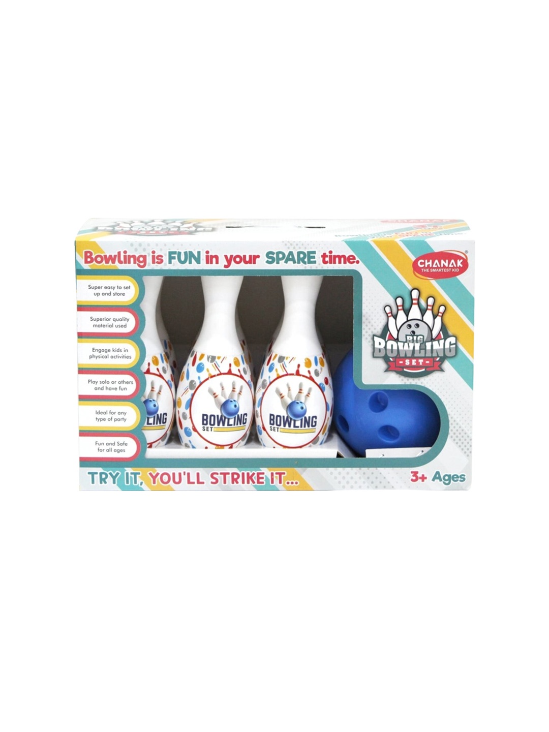 

Aditi Toys Plastic 6 Pin & 1 Ball Big Bowling Game Set, White