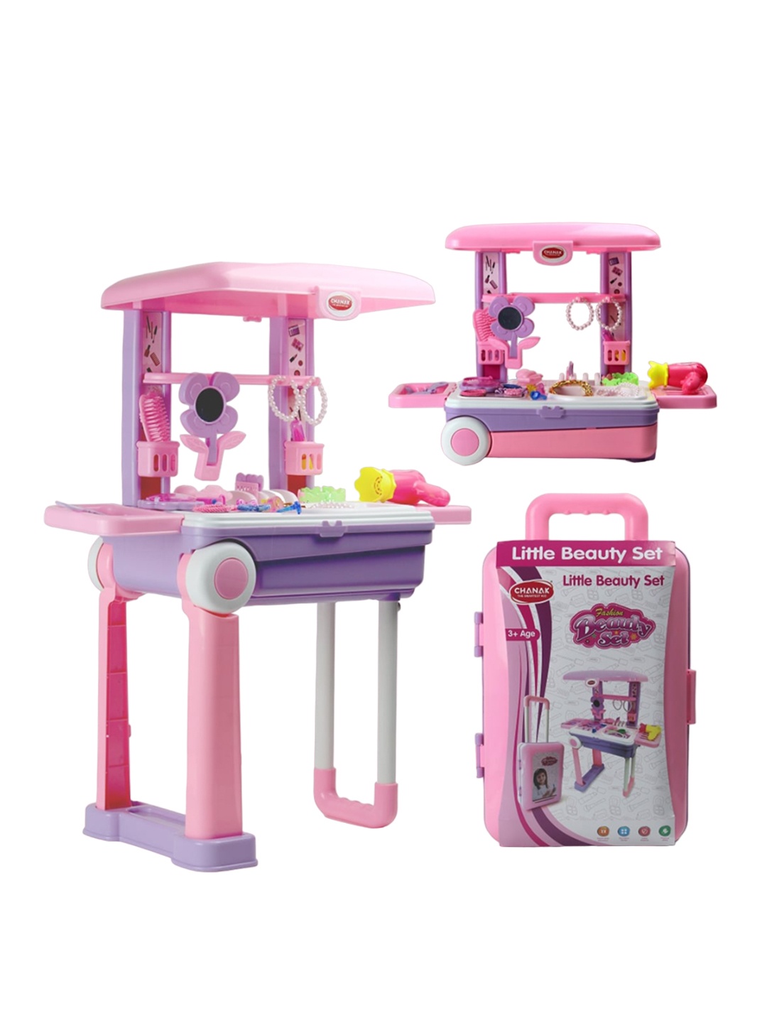 

Aditi Toys Girls Beauty Set-Beauty Suitcase Set On Wheels & Beauty Set, Pink