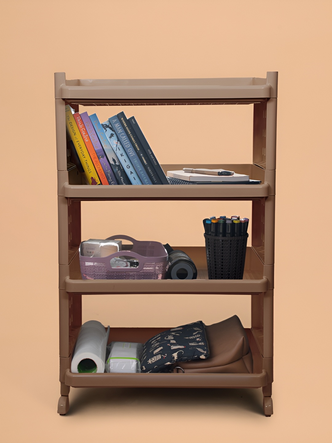 

SELVEL Camel Brown Multi-Utility Unbreakable 4 Racks Kitchen Trolley Organiser