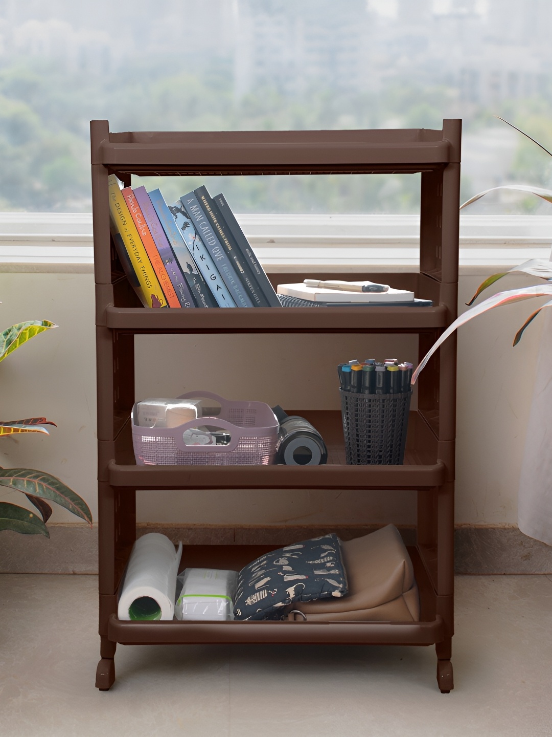 

SELVEL Coffee Brown Multi-Utility 4 Racks Kitchen Organiser