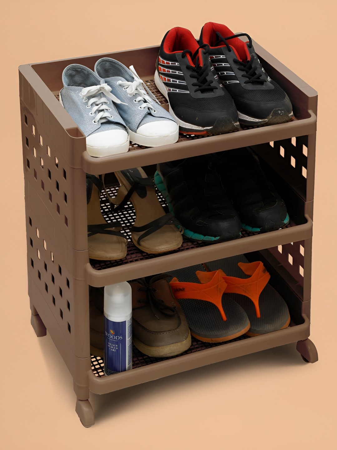 

SELVEL Coffee Brown Multi-Utility Unbreakable 3 Racks Kitchen Trolley Organiser