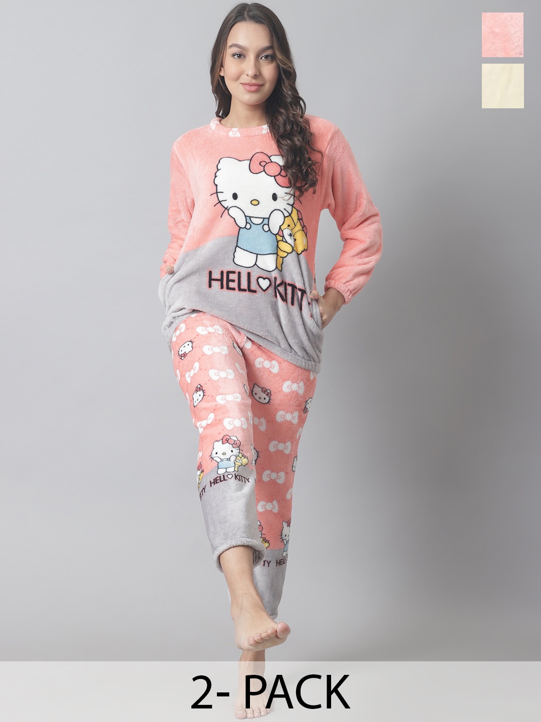 

TAG 7 Pack Of 2 Graphic Printed Night suit, Pink